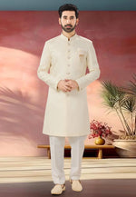 Load image into Gallery viewer, Cream Jacquard Indo Western Suit
