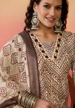 Load image into Gallery viewer, Cream Khadi Readymade Palazzo Suit
