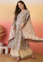Load image into Gallery viewer, Cream Khadi Readymade Palazzo Suit
