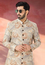 Load image into Gallery viewer, Cream Linen Indo Western Sherwani
