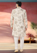 Load image into Gallery viewer, Cream Linen Indo Western Sherwani
