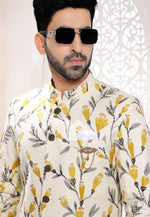Load image into Gallery viewer, Cream Linen Indo Western Suit
