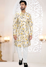 Load image into Gallery viewer, Cream Linen Indo Western Suit
