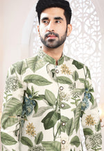 Load image into Gallery viewer, Cream Linen Indo Western Suit
