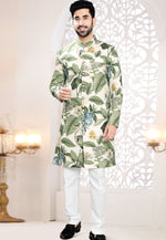 Load image into Gallery viewer, Cream Linen Indo Western Suit
