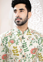 Load image into Gallery viewer, Cream Linen Indo Western Suit

