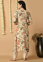 Load image into Gallery viewer, Cream Muslin Kurta Set With Pent
