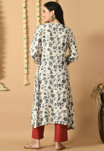 Load image into Gallery viewer, Cream Muslin Kurta Set With Pent
