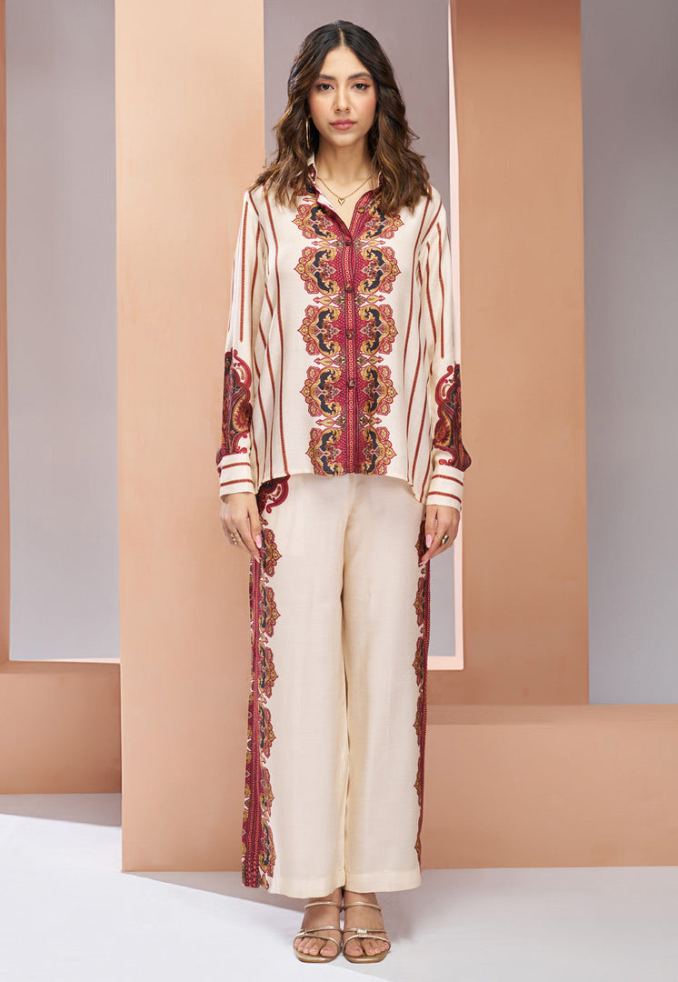 Cream Muslin Printed Co-Ords Set