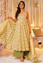 Load image into Gallery viewer, Cream Muslin Readymade Palazzo Suit
