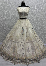 Load image into Gallery viewer, Cream Net Wedding Lehenga Choli
