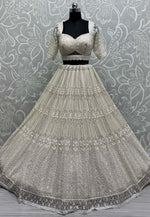 Load image into Gallery viewer, Cream Net Wedding Lehenga Choli
