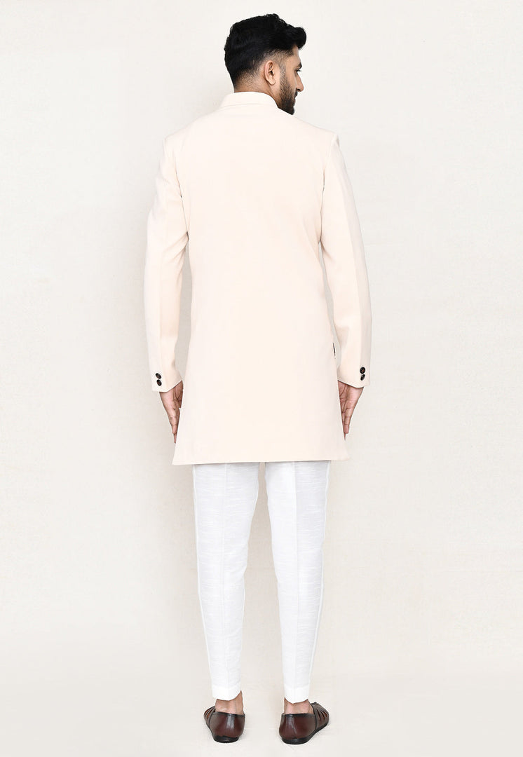 Cream Rayon Indo Western Suit