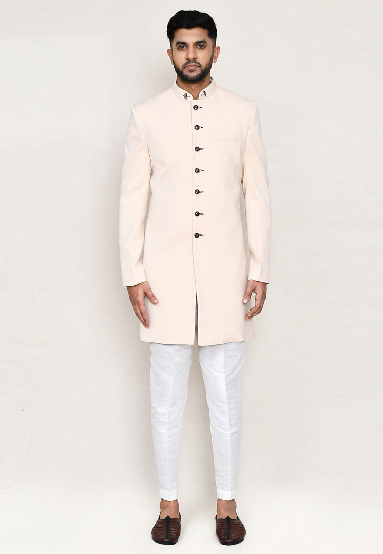 Cream Rayon Indo Western Suit