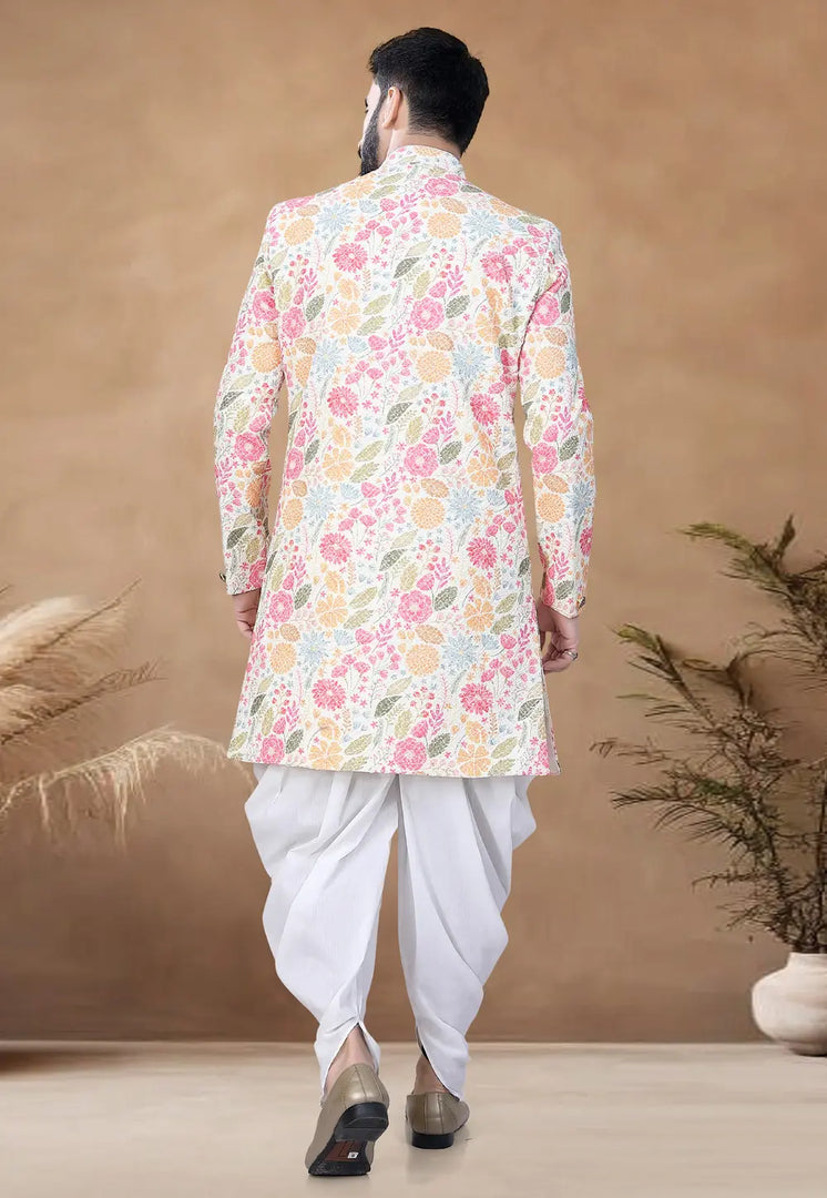 Cream Rayon Indo Western Suit