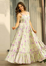 Load image into Gallery viewer, Cream Rayon Printed Gown
