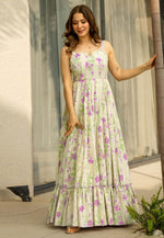 Load image into Gallery viewer, Cream Rayon Printed Gown
