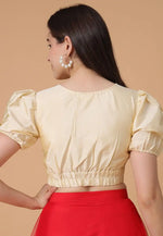 Load image into Gallery viewer, Cream Satin Silk Readymade Blouse
