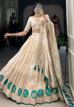 Load image into Gallery viewer, Cream Shimmer Circular Lehenga Choli
