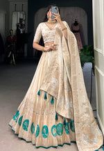 Load image into Gallery viewer, Cream Shimmer Circular Lehenga Choli
