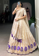 Load image into Gallery viewer, Cream Shimmer Circular Lehenga Choli
