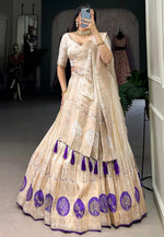 Load image into Gallery viewer, Cream Shimmer Circular Lehenga Choli
