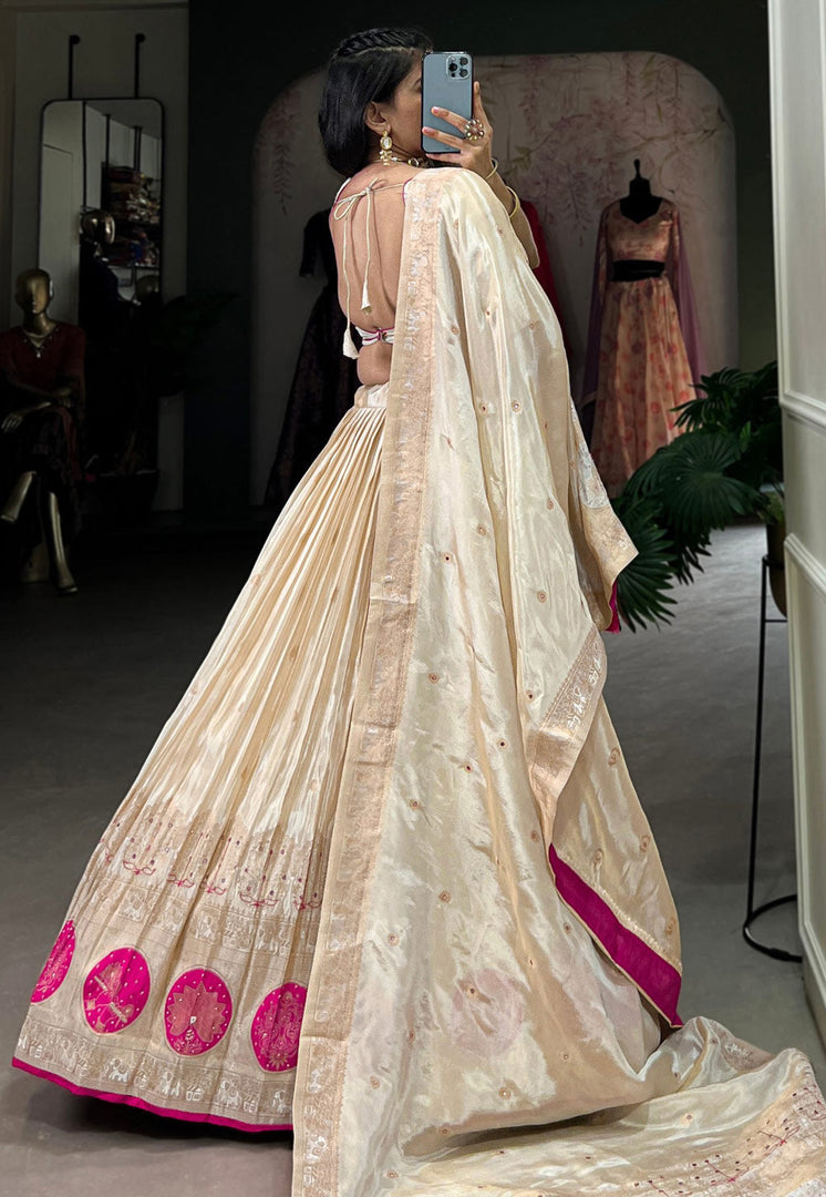 Cream Shimmer Lehenga Choli