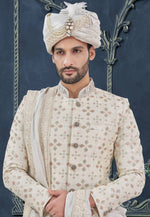 Load image into Gallery viewer, Cream Silk Achkan Style Sherwani

