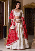 Load image into Gallery viewer, Cream Silk Circular Lehenga Choli
