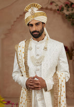 Load image into Gallery viewer, Cream Silk Dhoti Sherwani
