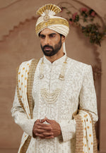 Load image into Gallery viewer, Cream Silk Dhoti Sherwani
