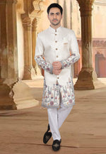 Load image into Gallery viewer, Cream Silk Indo Western Sherwani
