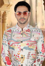 Load image into Gallery viewer, Cream Silk Indo Western Sherwani
