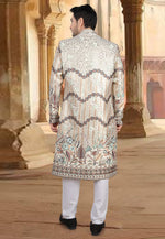 Load image into Gallery viewer, Cream Silk Indo Western Sherwani

