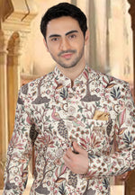 Load image into Gallery viewer, Cream Silk Indo Western Sherwani
