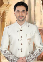 Load image into Gallery viewer, Cream Silk Indo Western Sherwani
