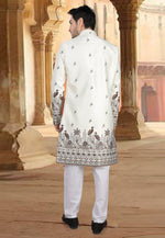 Load image into Gallery viewer, Cream Silk Indo Western Sherwani
