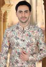 Load image into Gallery viewer, Cream Silk Indo Western Sherwani
