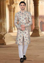 Load image into Gallery viewer, Cream Silk Indo Western Sherwani
