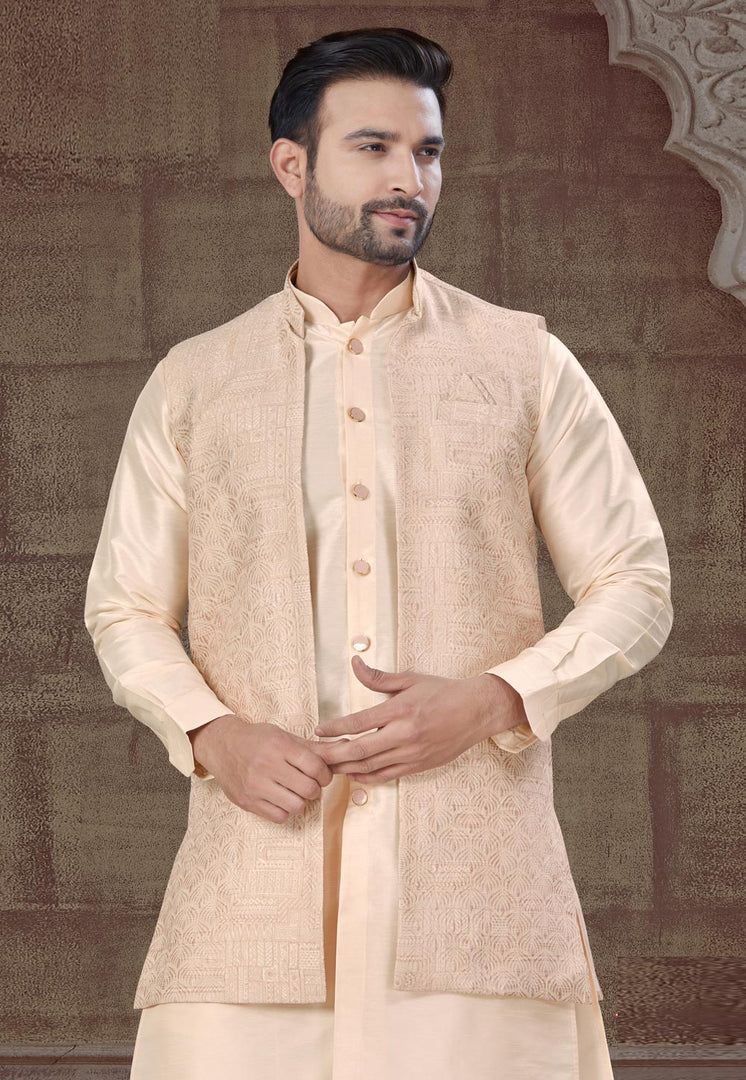 Cream Silk Indo Western Suit