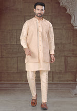 Load image into Gallery viewer, Cream Silk Indo Western Suit
