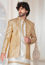 Load image into Gallery viewer, Cream Silk Indo Western Suit
