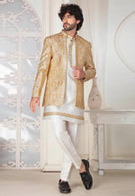 Load image into Gallery viewer, Cream Silk Indo Western Suit
