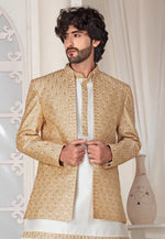 Load image into Gallery viewer, Cream Silk Indo Western Suit
