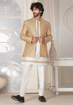Load image into Gallery viewer, Cream Silk Indo Western Suit
