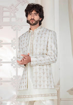 Load image into Gallery viewer, Cream Silk Indo Western Suit
