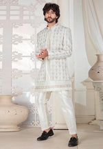 Load image into Gallery viewer, Cream Silk Indo Western Suit
