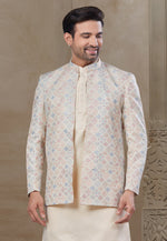 Load image into Gallery viewer, Cream Silk Indo Western Suit
