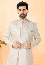 Load image into Gallery viewer, Cream Silk Indo Western Suit
