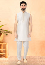 Load image into Gallery viewer, Cream Silk Indo Western Suit
